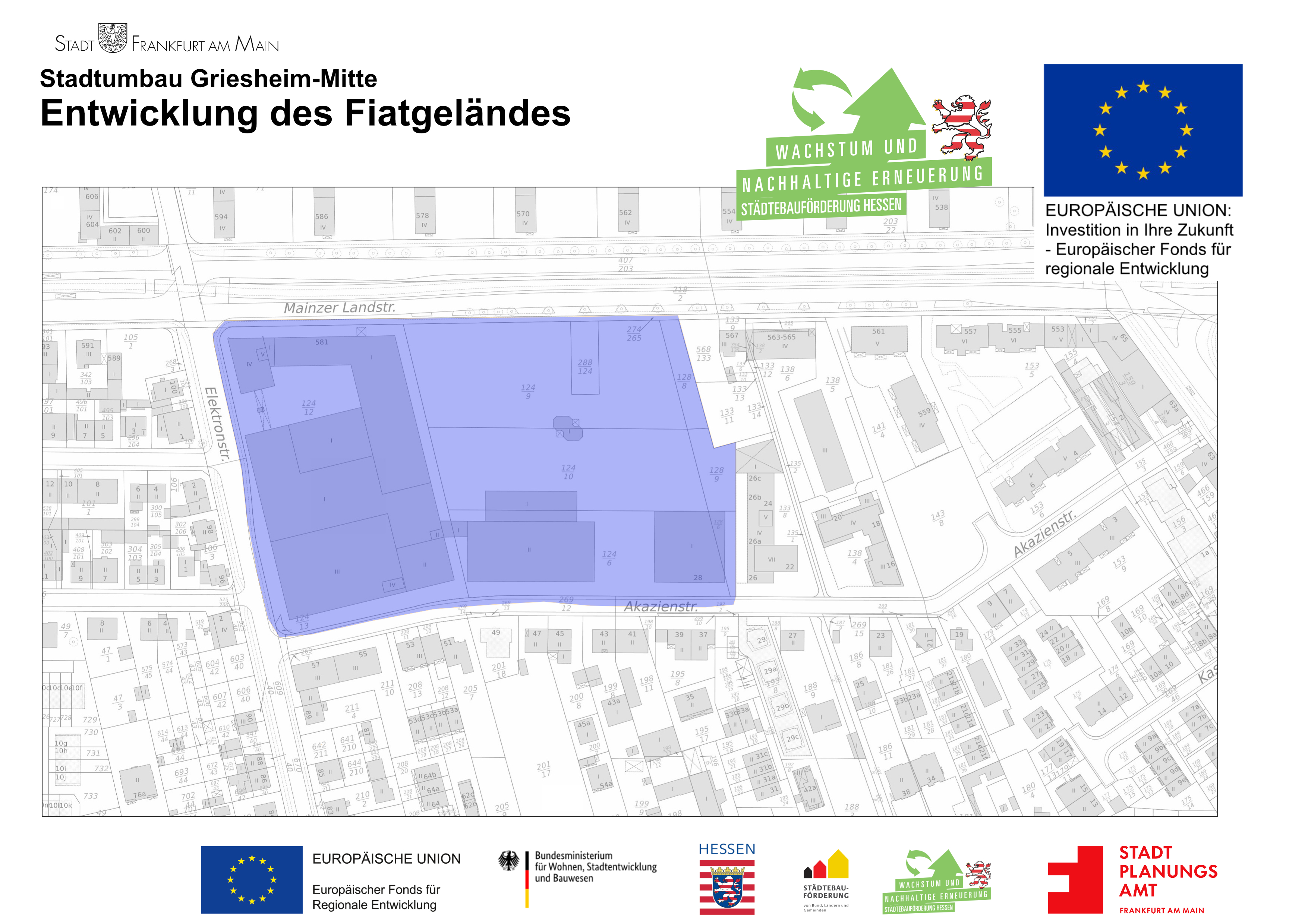 Scope of application  development of the Fiat grounds, © City of Frankfurt Planning Dept.
