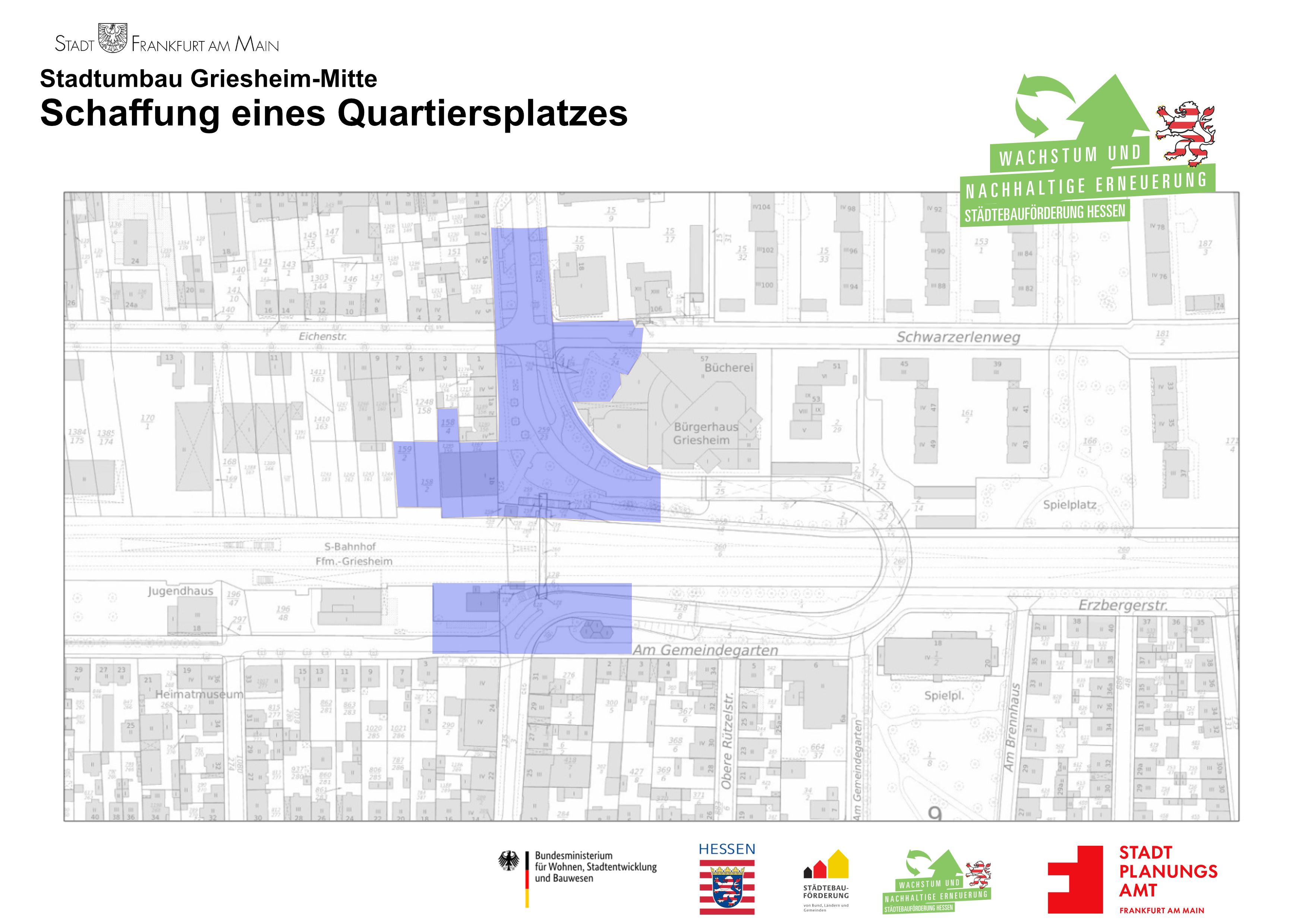 Geltungsbereich - Schaffung eines Quartiersplatzes, © Stadtplanungsamt Stadt Frankfurt am Main