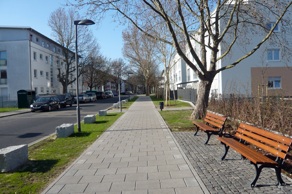 Entrance at Teutonenweg after completion, © Stadtplanungsamt Stadt Frankfurt am Main