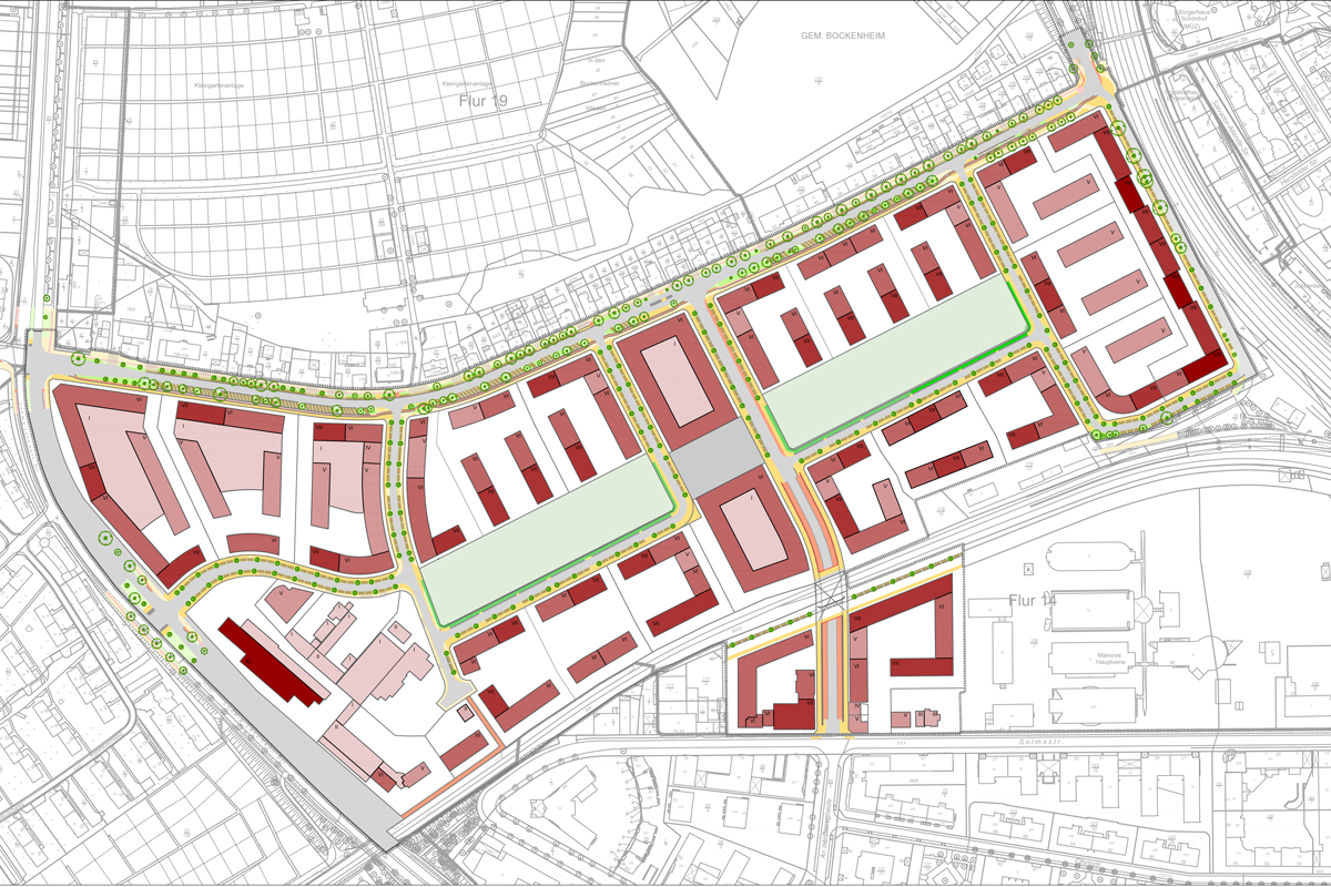 Städtebaulicher Entwurf_Stand August 2018 © Stadtplanungsamt Frankfurt am Main, Kartengrundlage: Stadtvermessungsamt Frankfurt am Main