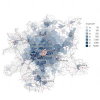 Commuters heading to work in Frankfurt © IHK Frankfurt am Main (2014): Mobile workforce - commuter links within the area served by the Frankfurt Chamber of Industry and Commerce