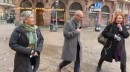 Erste digitale Bereisung: Manuela Schiffner (Wirtschaftsförderung), Eduard Singer (Citymarketing) und Andrea Jürges (DAM) auf dem Römerberg