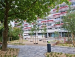 Der neugestaltete Quartierseingang Ost am Ben-Gurion-Ring © Stadtplanungsamt Stadt Frankfurt am Main