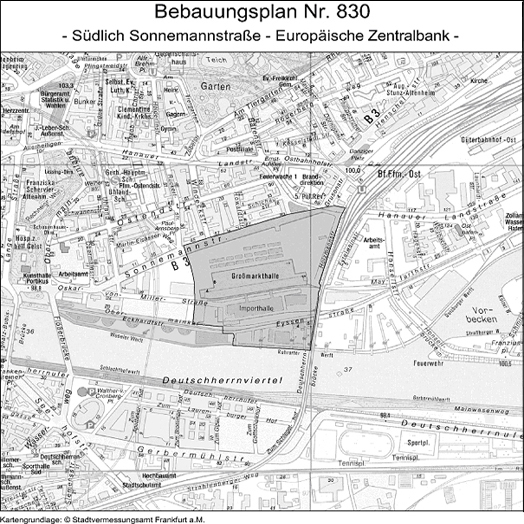 Geltungsbereich des Bebauungsplans, © Stadtplanungsamt Stadt Frankfurt am Main 