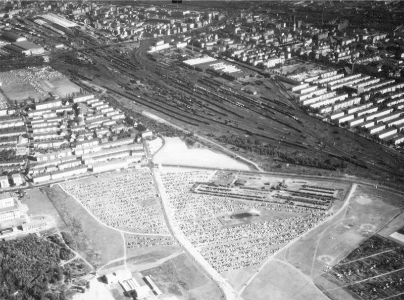 Luftbild vom Hauptgüterbahnhof von 1959, © Institut für Stadtgeschichte Stadt Frankfurt am Main