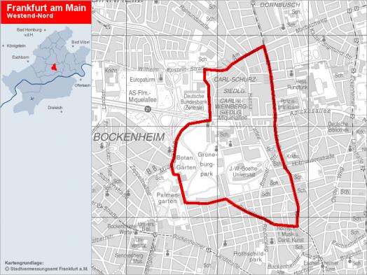 Übersichtskarte Westend-Nord © Stadtplanungsamt Frankfurt am Main