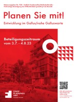 Plakatierung zur frühzeitigen Öffentlichkeitsbeteiligung, Beispiel Bebauungsplan Nummer 919 "Am Römerhof", © Stadtplanungsamt Frankfurt am Main